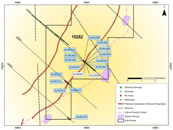 AJN Resources Inc. Intersects an 80-100m wide Pegmatitic Zone with Visual Lithium Minerals at its Manono Northeast Project, Tanganyika Province, DRC. 