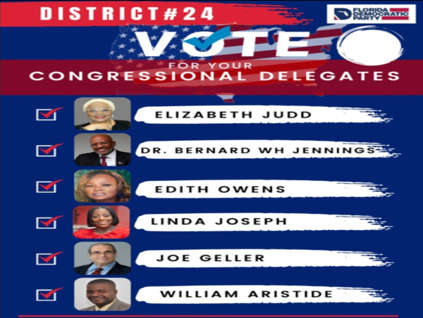  Six Elected Democratic National Delegates from the 24th Congressional District of Florida Endorse Joe Biden for President 