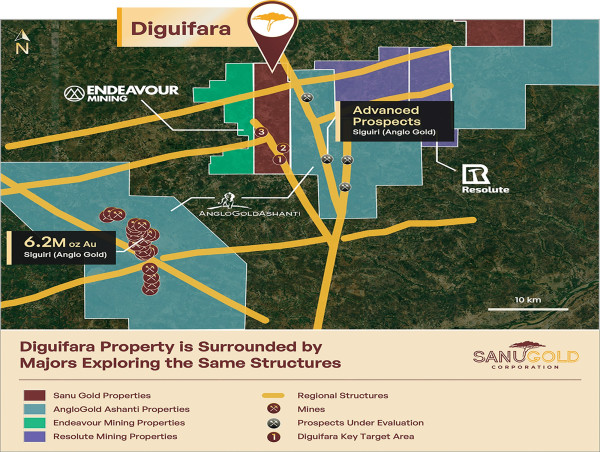  Sanu Identifies New High Potential Targets from Ground Geophysics at the Diguifara Project in Guinea, West Africa 