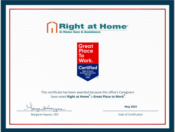 Right at Home Northwest Suburban Chicago Triumphs with Great Place To Work Distinction