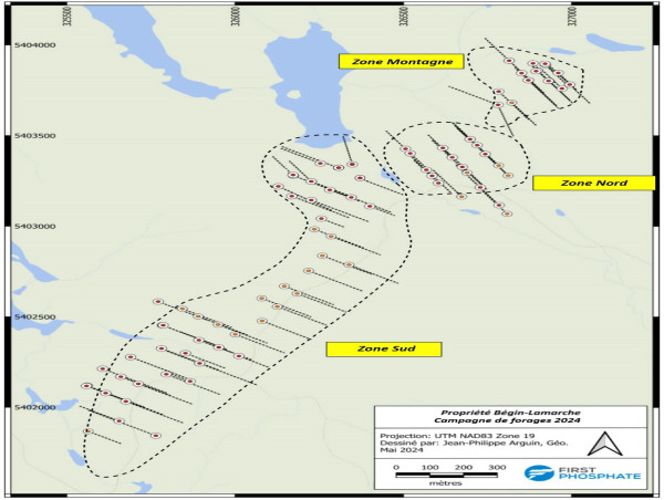  First phosphate confirme un important dépôt de phosphate igné de haute qualité à son projet Begin-Lamarche dans la région du Saguenay-Lac-St-Jean, Québec, Canada 