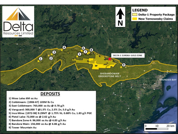  Delta Significantly Expands Its Land Position at the Delta-1 Property in Thunder Bay, Ontario 