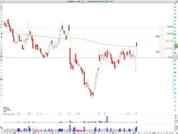  Long BMRN: BioMarin Pharmaceutical Sees Double Rejection After Strong Q2 Earnings and Bullish Reversal at 5-Year VPOC Support 