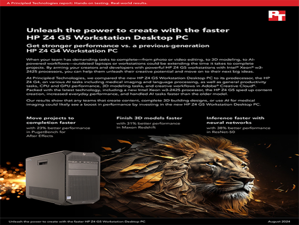  Principled Technologies study showcases the AI and creative workflow performance of the HP Z4 G5 Workstation Desktop PC 