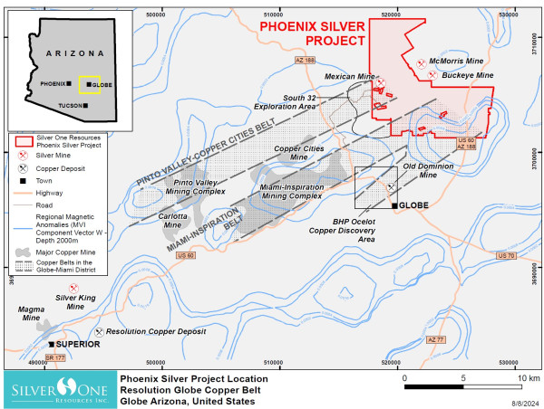  Silver One to Conduct Airborne Geophysics and Prepares for Drilling on Its Phoenix Silver Project, Arizona 