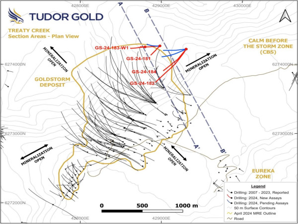 Tudor Gold Discovers New High-Grade Gold Targets at Treaty Creek, Golden Triangle of British Columbia; Confirms the Potential for Adding High-Grade Gold Ounces by Drilling 13.89 g/t Gold Equivalent (AuEQ) over 6.30 Meters (M), 11.05 G/t AuEQ over 3.0 M and 8.09 G/t AuEQ over 6.15 M Within Supercell-One