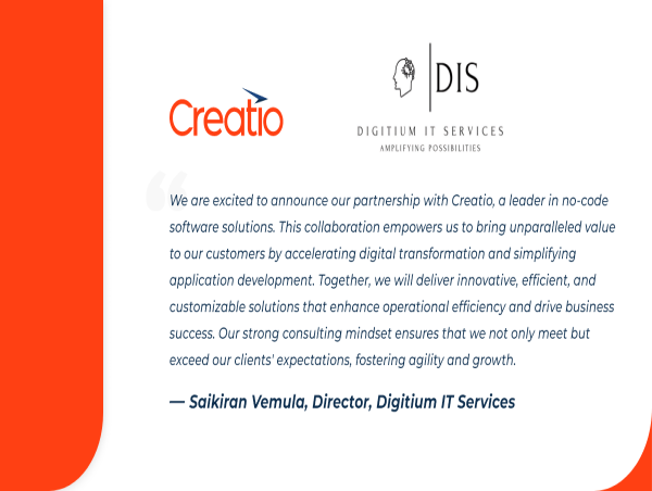  Creatio and Digitium IT Services Team Up to Further Revolutionize Healthcare, FinServ, and Private Sector Solutions 
