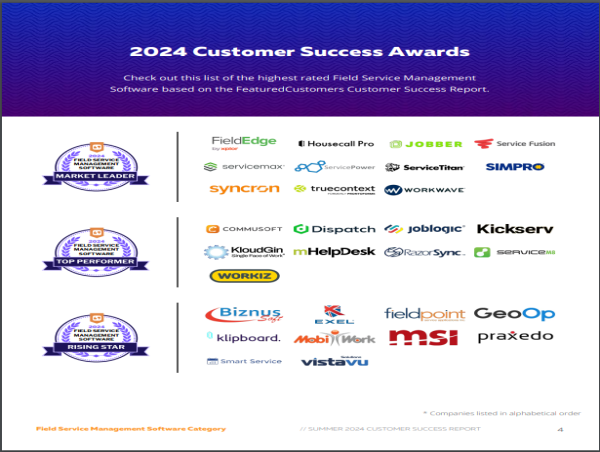  The Top Field Service Management Software Vendors According to the FeaturedCustomers Summer 2024 Customer Success Report 