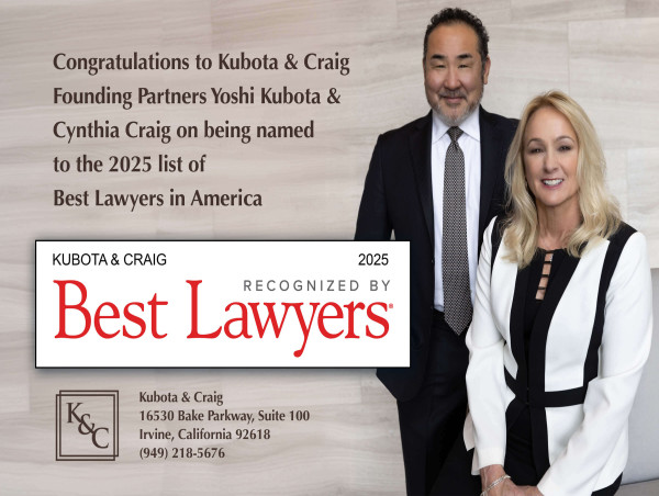Attorneys Yoshi Kubota and Cynthia Craig Named to 2025 Best Lawyers in America List