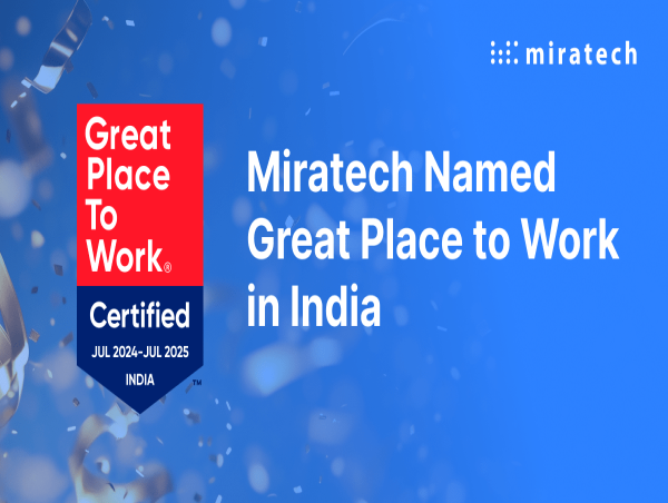 Miratech is Certified as Great Place to Work in India