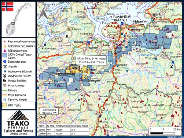 Teako Signs a Definitive Agreement to Acquire Majority Interest in Drill-Ready Løkken Project and Concurrent Non-Brokered Private Placement of up to $1,000,000