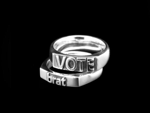 Vote Brat stacking rings for sale to benefit Harris Walz 2024 campaign.