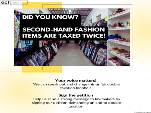 American Circular Textiles and Coalition of Member Organizations Launch Petition to End Secondhand Sales Taxes
