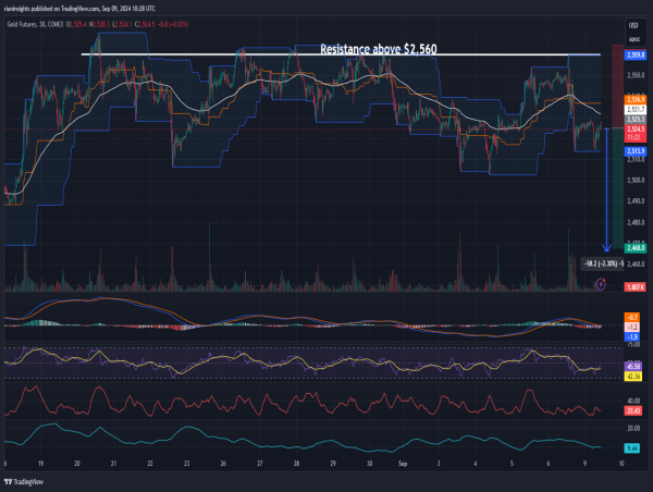  Short Gold: Repeated rejection at $2,560 resistance, weak price action below $2,530 signals further downside 