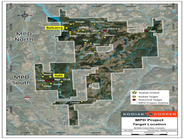  Kodiak's First Adit Zone Drilling Intersects Near-Surface High-Grade Copper: 0.76% CuEq over 156 m, Within 0.46% CuEq over 357 m 