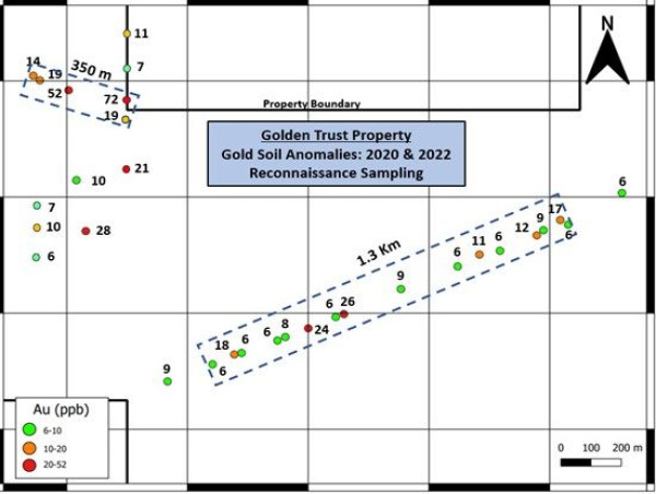 Great Atlantic Begins 2024 Exploration Program on Golden Trust 1 km North of Valentine Gold Mine of Calibre Mining Corp.