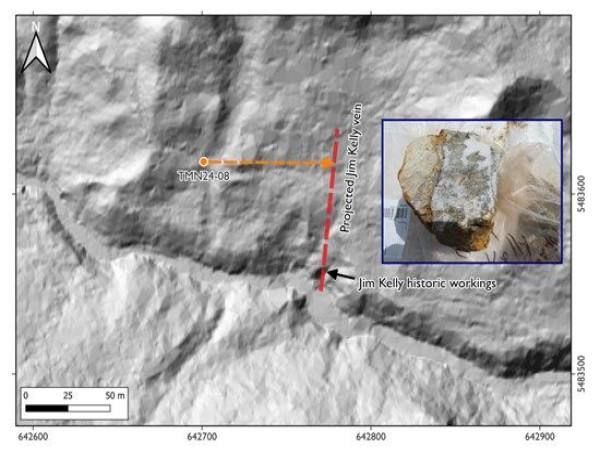 New Destiny Mining Drilling Update Hole 8 at the Jim Kelly Gold Zone – Treasure Mountain Silver Project, Hope BC