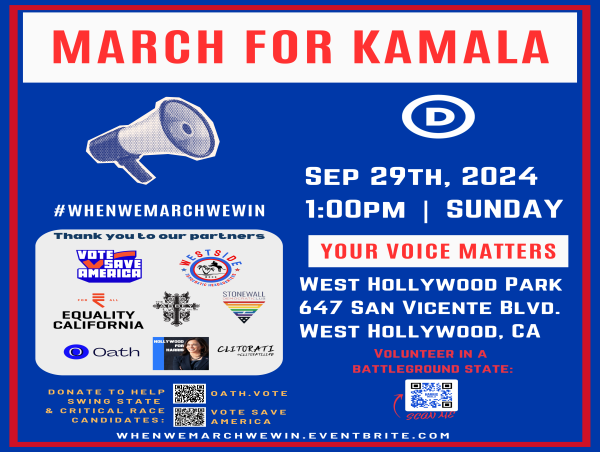 Los Angeles Hosts 'When We March, We Win!' Rally in Support of Harris/Walz 2024 Campaign