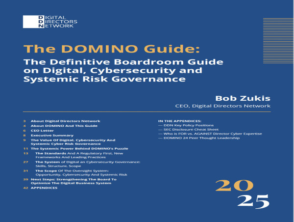  DDN Releases The DOMINO Guide - The Definitive Boardroom Guide On Digital, Cybersecurity And Systemic Risk Governance 