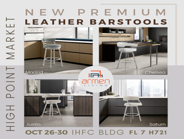 Armen Living is premiering and exciting collection of new Premium Leather Barstools