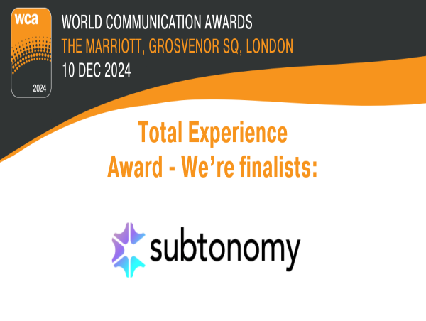 Subtonomy announced as finalist in the Total Experience & Social Contribution categories at World Communications Awards