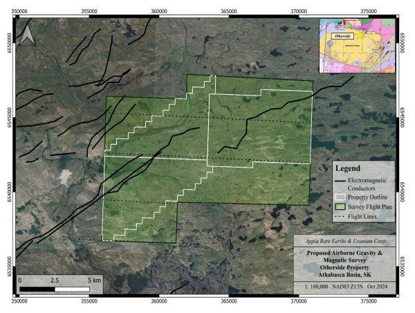  Appia Announces the Commencement of an Airborne Gravity Gradiometer and Magnetic Survey over Its Otherside Uranium Prospect, Athabasca Basin, Saskatchewan, Canada 