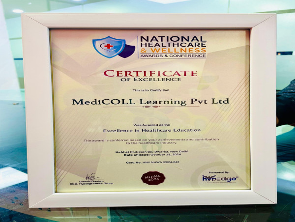 Hypedge Presents MediCOLL Learning with an Award for Excellence in Healthcare Education from National Healthcare