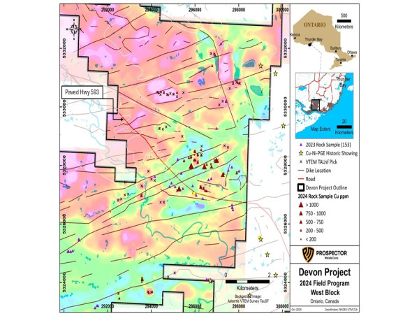  Prospector Identifies High Priority VTEMTM Geophysical Targets on the Devon Nickel-Copper Project, NW Ontario: 