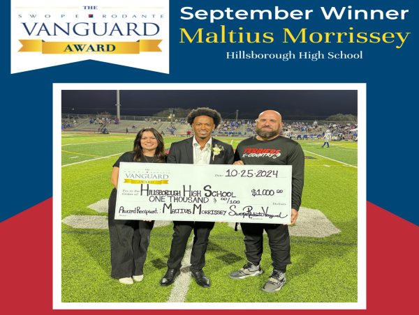 Hillsborough High School Senior, Maltius Morrissey, Named September Student Athlete of the Month.