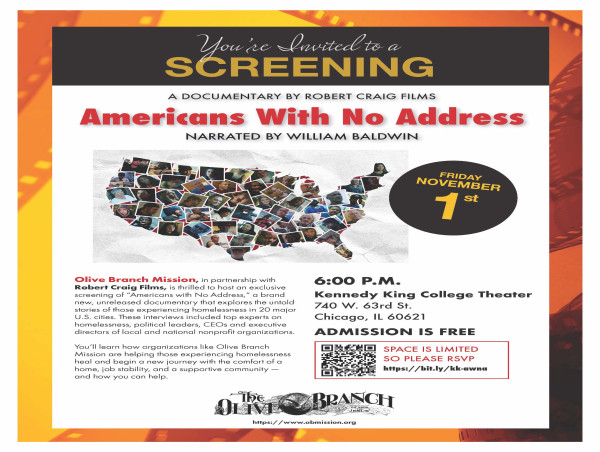  Olive Branch Mission Hosts Timely Exclusive Documentary Screening: 