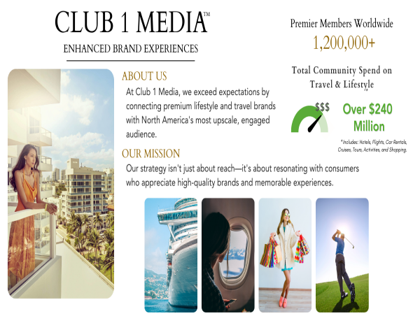Club 1 Media Announces Exclusive Partnership with Club 1 Hotels