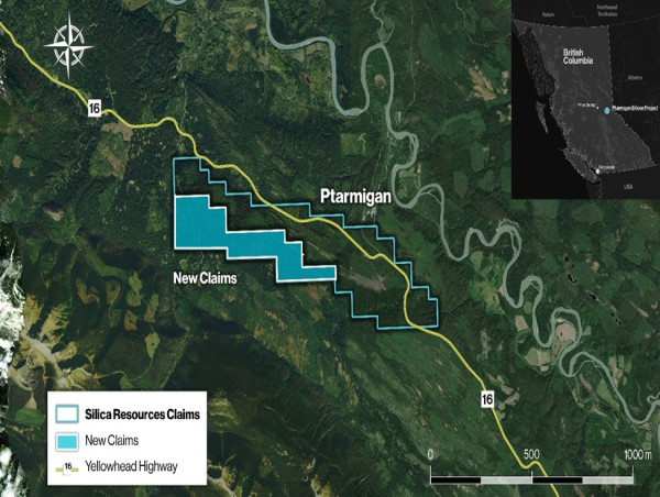  Silicon Metals Corp. Announces Acquisition of Contiguous Claims Totalling ~919 Hectares to Increase Land Position by ~40% at the Ptarmigan Silica Project in B.C., Completes Phase 1 Exploration and Engages Fairfax for Marketing 