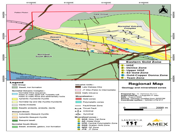  Amex Fore 134,36 g/t Au sur 1,80 m pour Étendre la Central Polymetallic Zone et Rapporte des Interceptions à Haute Teneur dans Plusieurs Zones Aurifères 