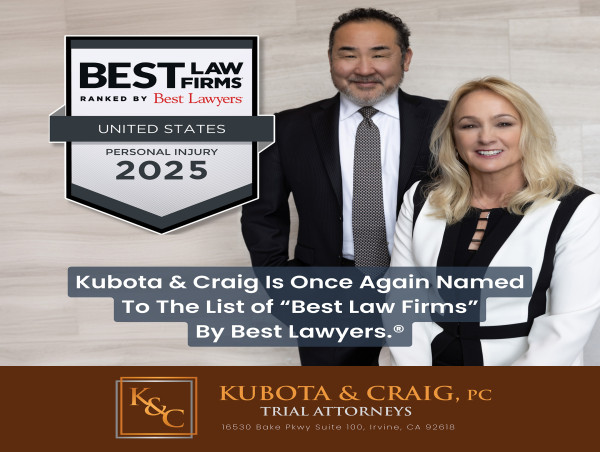  Irvine Car Accident Lawyer Firm Kubota & Craig Named to 2025 Best Law Firms List 