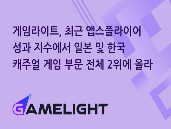  게임라이트, 최근 앱스플라이어 성과 지수에서 일본 및 한국 캐주얼 게임 부문 전체 2위에 올라 