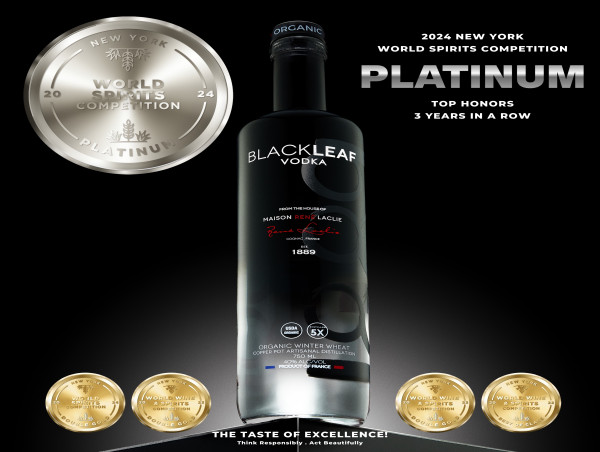  Blackleaf Organic Vodka Awarded Prestigious Platinum Medal at New York World Spirits Competition 