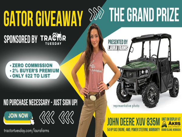  Tractor Tuesday and Laura Farms Announce Giveaway of Gator from AKRS 