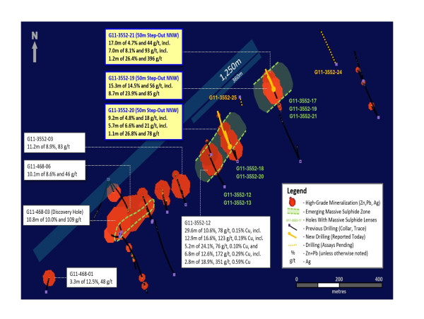 Group Eleven Intersects 8.7m of 23.9% Zn+Pb and 85 g/t Ag; Expands Zinc-Rich Massive Sulphide Zone at Ballywire