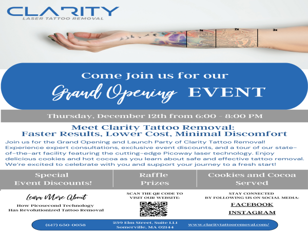  Clarity Tattoo Removal Hosts A Grand Opening and Launch Party to Celebrate Their New Davis Square Location 