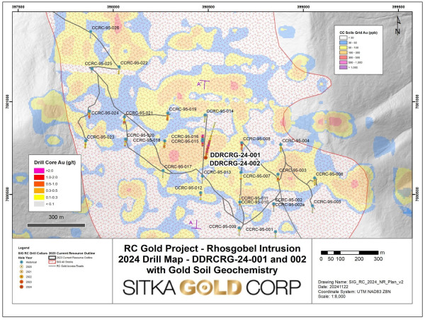  Sitka Drills 119.0 Metres of 1.05 g/t Gold, Including 37.9 Metres of 2.05 g/t Gold and 11.5 Metres of 4.32 g/t Gold in Initial Diamond Drilling at the Rhosgobel Intrusion at Its Flagship RC Gold Project in Yukon 