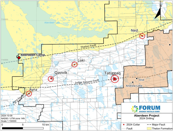  Forum Drilling Extends Uranium Mineralization at the Tatiggaq Deposit, Aberdeen Uranium Project, Nunavut 