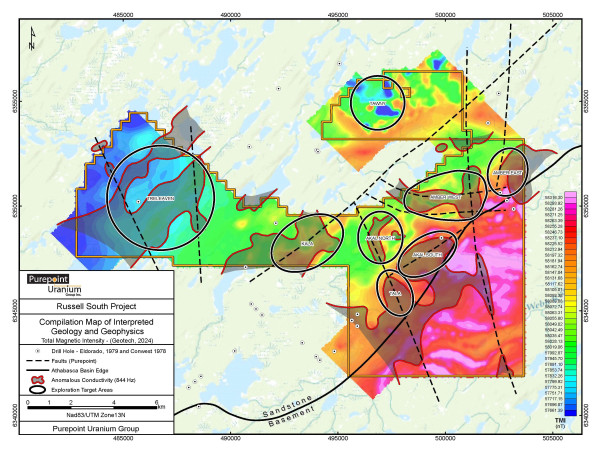 Purepoint Uranium Identifies New Exploration Targets at Russell South with Recent Airborne Geophysical Results