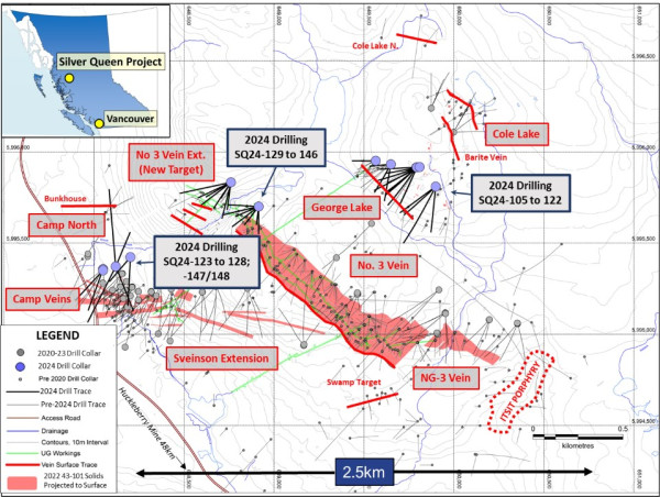  Equity Metals Reports 431g/t AgEq over 7.6 Metres and 710g/t AgEq over 3.3 Metres from Fall Drill Program on the Silver Queen Property, BC 