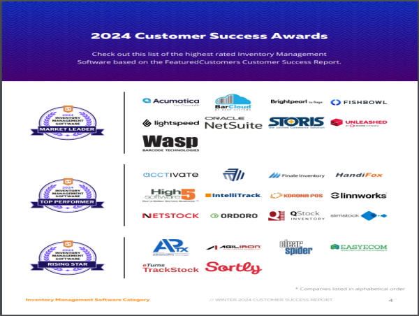  The Top Inventory Management Software Vendors According to the FeaturedCustomers Winter 2024 Customer Success Report 