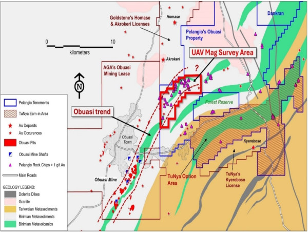  Pelangio Exploration Completes UAV Magnetics Survey on Its Obuasi Project, Ghana 