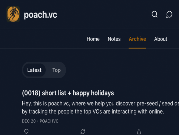  Poach Launches Newsletter Connecting VCs to Early-Stage Founders Through Social Media Tracking 