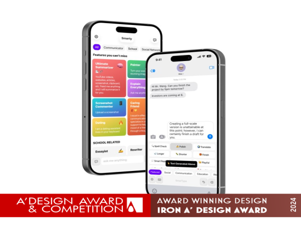  Smarty by Huiyu Wang and Xiangyu Wang Wins Iron A' Design Award in Mobile Technologies, Applications and Software Design 