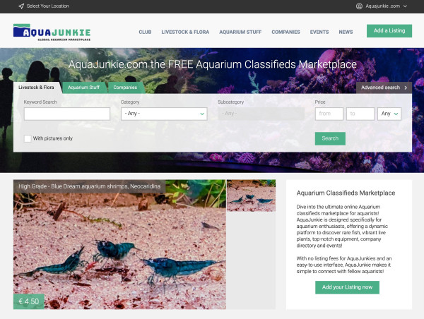  Aquajunkie.com Launches Marketplace Community for Aquarists Worldwide 