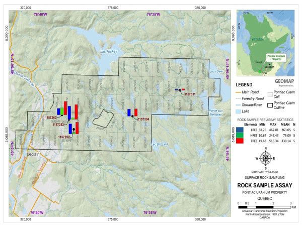  Showcase Minerals Identifies Rare Earth Elements and Uranium Exploration Targets at the Pontiac Project 