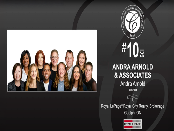  Andra Arnold & Associates Climbs to 10th Place in Royal LePage Chairman's Club GCI Rankings 